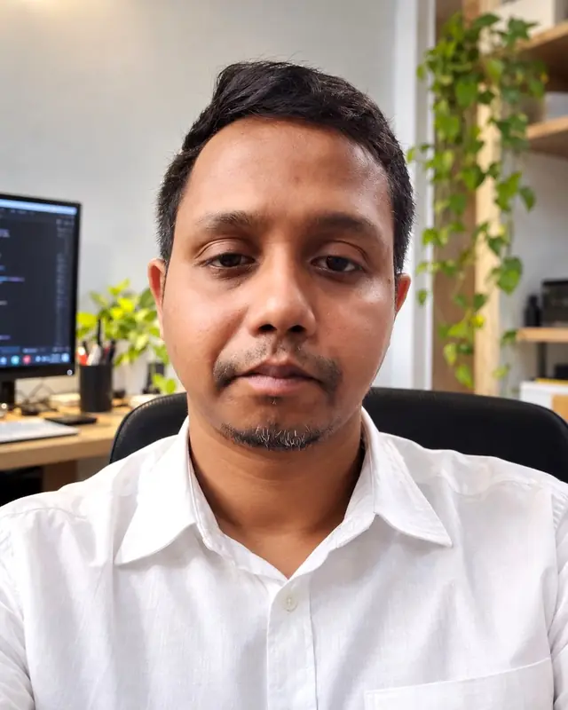 Anando Das at his desk